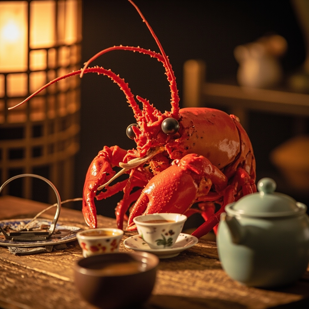 小话梅龙虾喝茶